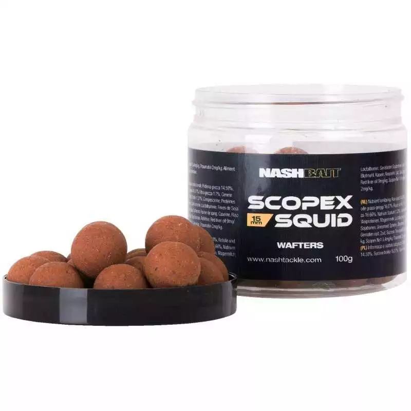 Nash Scopex Squid Wafters 15 Mm 100g 1 Nash Scopex Squid Wafters 15 Mm 100g